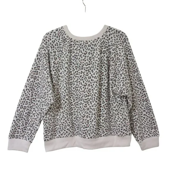 NWT Victorias Secret Leopard Print Crewneck Sweatshirt L/G White & Pink - Picture 8 of 10